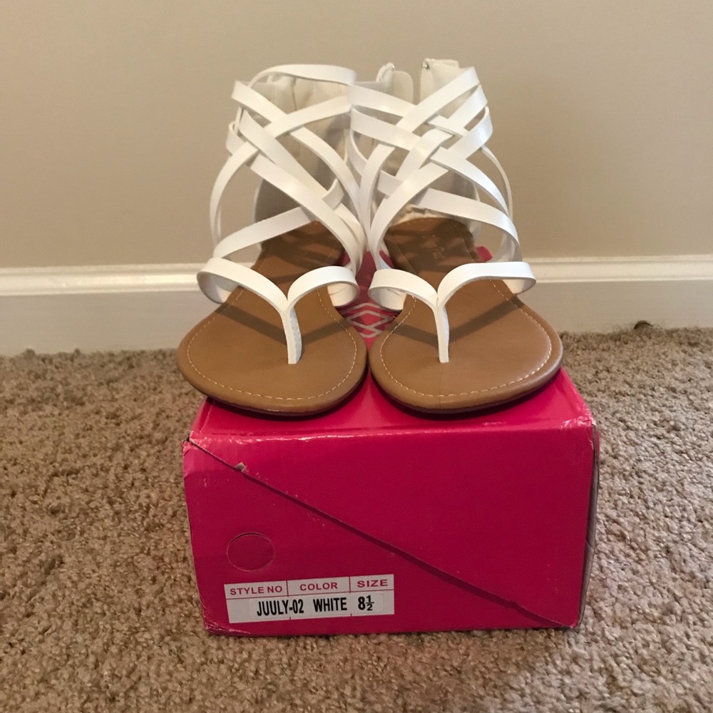 White Gladiator Design Sandals
